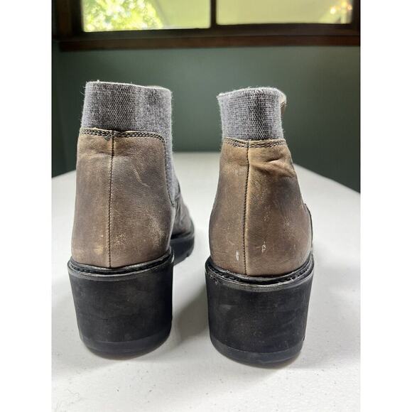 Eileen Fisher Boots Brown Chelsea Wedge Washed Leather Bootie Size 8 - Picture 4 of 7